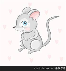 Cute mouse, awesome gray rat. High quality vector design.