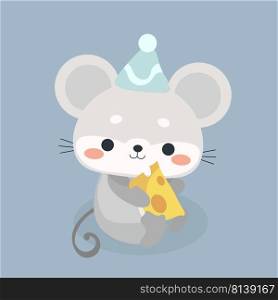 Cute mouse cartoon on pastel background.. Cute mouse cartoon 