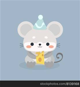 Cute mouse cartoon on pastel background.. Cute mouse cartoon 