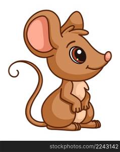 Cute mouse. Cartoon rat character. Smiling animal isolated on white background. Cute mouse. Cartoon rat character. Smiling animal