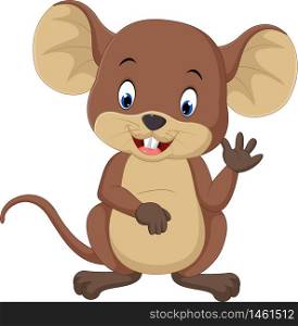 Cute mouse cartoon waving