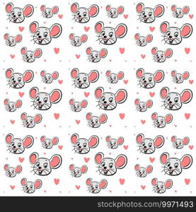Cute mouse pattern, illustration, vector on white background