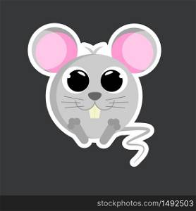 cute mouse sticker template in flat vector style