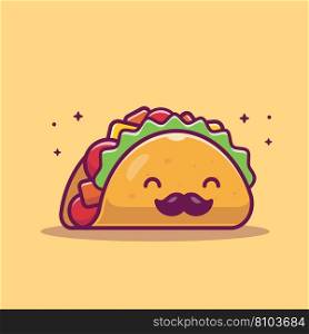 Cute mustache taco cartoon Royalty Free Vector Image