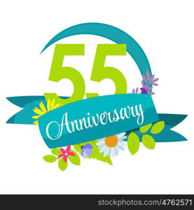 Cute Nature Flower Template 55 Years Anniversary Sign Vector Illustration EPS10. Cute Nature Flower Template 55 Years Anniversary Sign Vector Ill