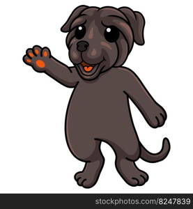 Cute neapolitan mastiff dog cartoon waving hand