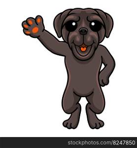 Cute neapolitan mastiff dog cartoon waving hand