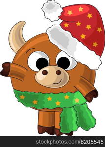 Cute New Year bull in cartoon style