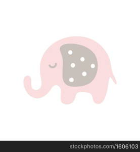 Cute nordic catoon elephant on white background for kids. Beautiful nursery room poster tempale with cute elephant baby. Vector elephant scandinavian illustration.. Cute nordic catoon elephant on white background for kids. Beautiful nursery room poster tempale with cute elephant baby. Vector elephant scandinavian illustration