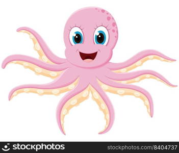 Cute Octopus cartoon , isolated on white background 