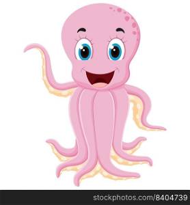 Cute Octopus cartoon , isolated on white background	