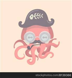 Cute octopus cartoon on pastel background.. Cute octopus cartoon 