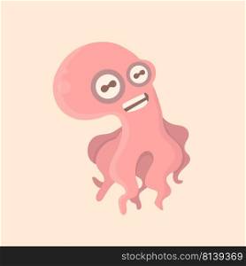 Cute octopus cartoon on pastel background.. Cute octopus cartoon 