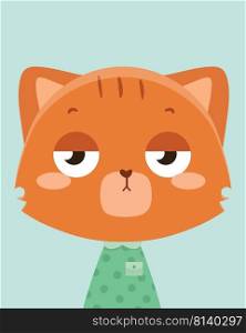 Cute orange cat.Childish print for nursery,kids apparel,poster,postcard. . Cute orange cat.