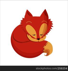 Cute orange fox cartoon. Vector illustration. Smiling baby animal - Vector