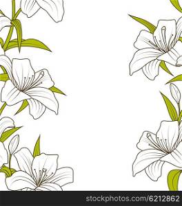 Cute Ornamental Seamless Texture with Lily Flowers. Illustration Cute Ornamental Seamless Texture with Lily Flowers. Hand Drawn Style. Nature Template - Vector