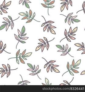 Cute outline leaves seamless pattern. Simple leaf wallpaper. Botanical floral background. Design for fabric, textile, wrapping, cover.. Cute outline leaves seamless pattern. Simple leaf wallpaper. Botanical floral background.