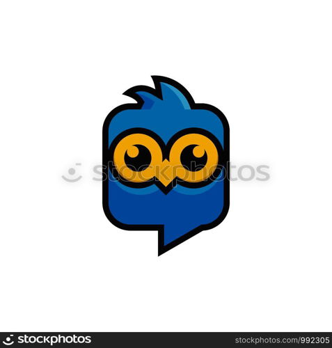 cute owl and chatting logo template