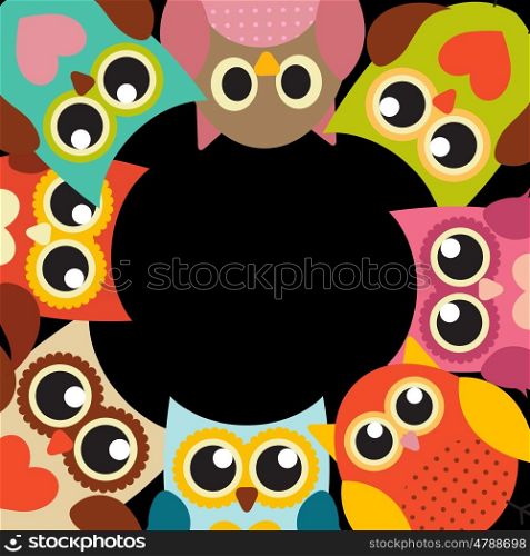 Cute Owl Pattern Background with Place for Your Text Vector Illustration EPS10. Cute Owl Pattern Background with Place for Your Text Vector Illu