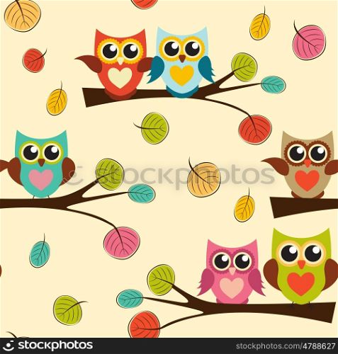 Cute Owl Seamless Pattern Background Vector Illustration EPS10