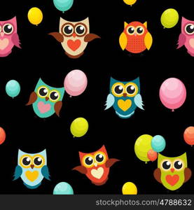 Cute Owl Seamless Pattern Background Vector Illustration EPS10