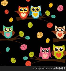 Cute Owl Seamless Pattern Background Vector Illustration EPS10