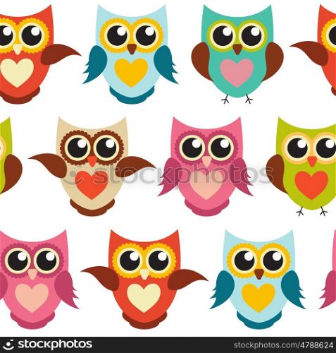 Cute Owl Seamless Pattern Background Vector Illustration EPS10. Cute Owl Seamless Pattern Background Vector Illustration