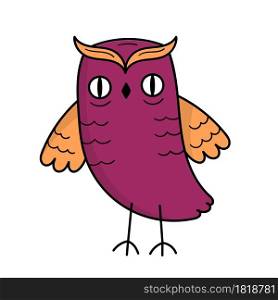 Cute owl, wild bird. Mystic. Halloween. Doodle style illustration