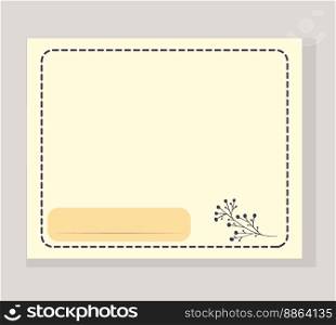 Cute page for the sketchbook, notebook, design of children books, brochures, templates for school diaries. Yellow page for drawing block. Vector illustration. Page notebook sketchbook yellow with a sprig of dried flowers Vector illustration