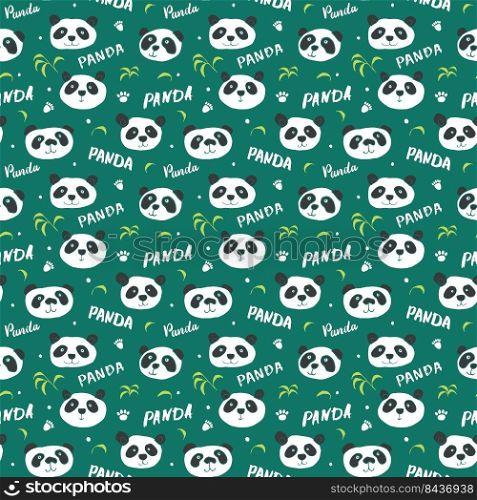 Cute Panda bear Seamless pattern. Cute Animals doodle, Hand drawn Cartoon Vector illustration.. Cute Panda bear Seamless pattern. Cute Animals doodle, Hand drawn Cartoon Vector illustration