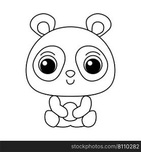 Cute panda cartoon coloring page for kids Vector Image