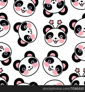 Cute panda cartoon high quality pattern. Happy and cheerful lovely bear.