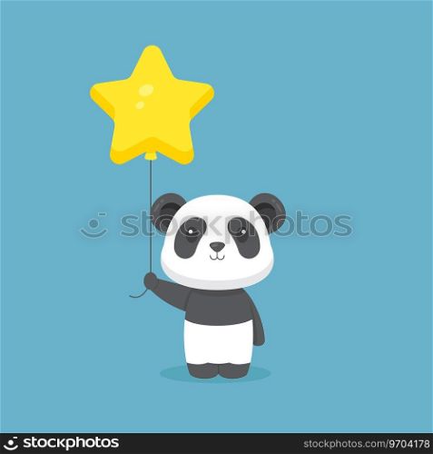 Cute panda holding balloon free Royalty Free Vector Image