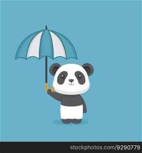 Cute panda holding umbrella Royalty Free Vector Image