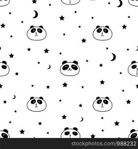 Cute panda seamless pattern background. Vector illustration.