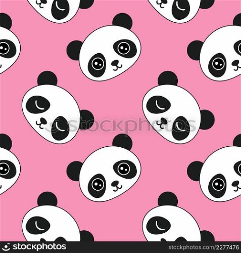 Cute pandas on pink background. Seamless background for tailoring, printing on fabric and packaging paper.