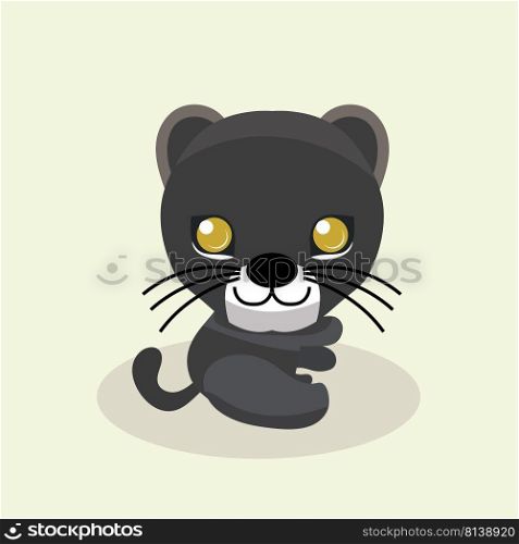 Cute panther character on pastel background.. Cute panther character