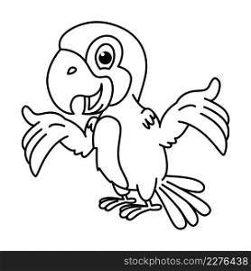 Cute parrot cartoon characters vector illustration. For kids coloring book.
