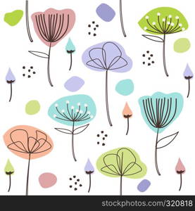 Cute pastel floral pattern. Vector hand drawn illustration.