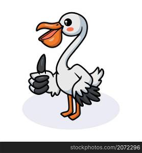 Cute pelican bird cartoon giving thumb up