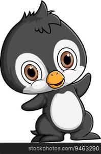Cute penguin cartoon on white background of illustration