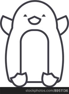 Cute penguin line icon sign vector image