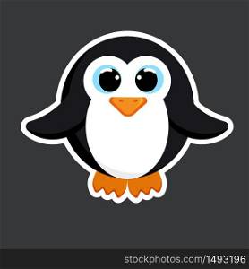 cute penguin sticker template in flat vector style