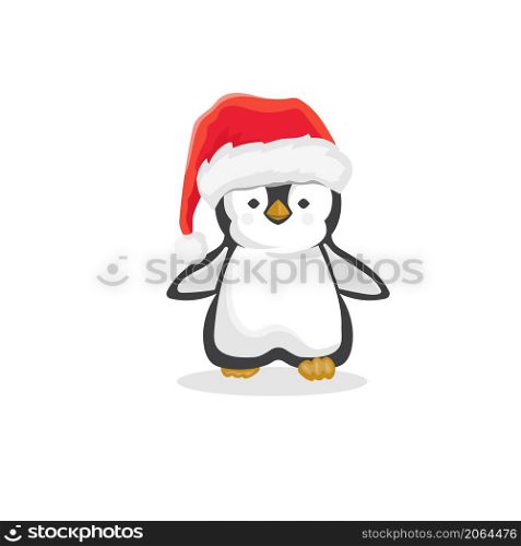 Cute penguin wearing santa had illustration