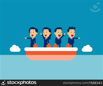 Cute people pointing in different direction. Concept business choicevector illustration, Kid flat busines character design.