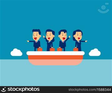 Cute people pointing in different direction. Concept business choicevector illustration, Kid flat busines character design.