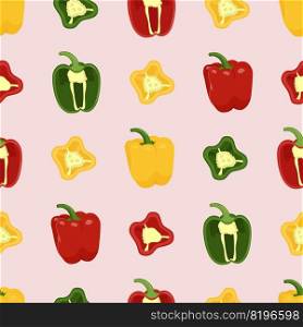 Cute peppers seamless pattern. Flat vector illustration.. Cute peppers seamless pattern. Flat vector illustration