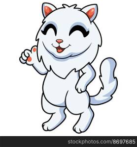 Cute persian cat cartoon giving thumbs up