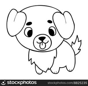 Cute pet. Little puppy. Vector illustration. Outline drawings dog character for kids collection, coloring, design, decor, postcards and printing