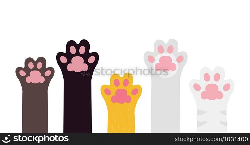 Cute pet paws rising up isolated on white background. Premium quality vector design.